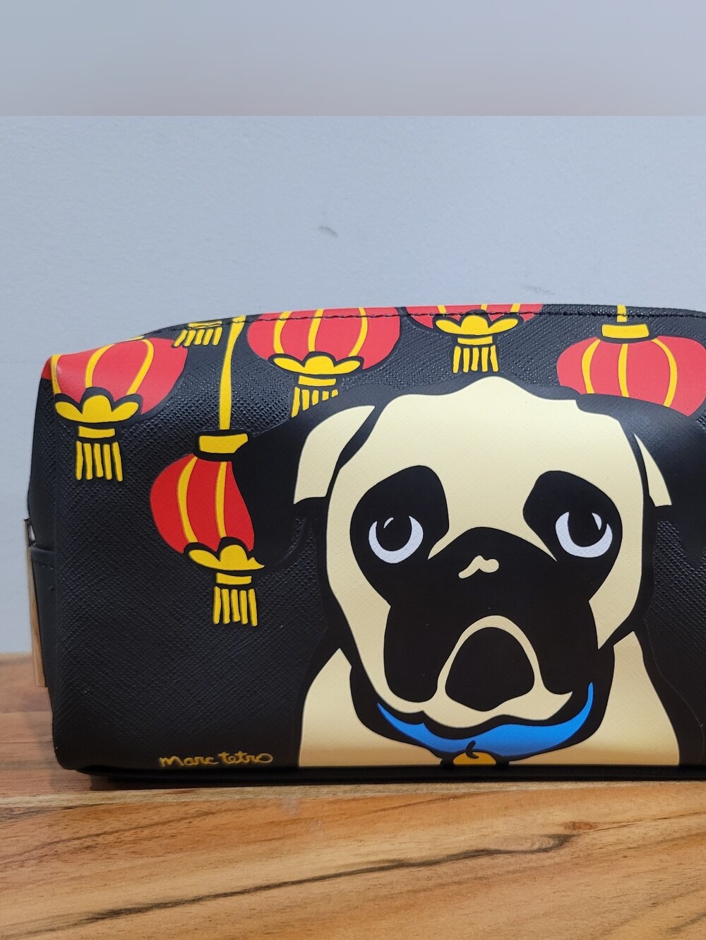 Marc Tetro Pug Dog Cosmetic Bag - Black, Red, Yellow ❤️ San Francisco